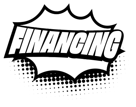 Stylized text reading financing