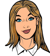 Animated woman with long brown hair