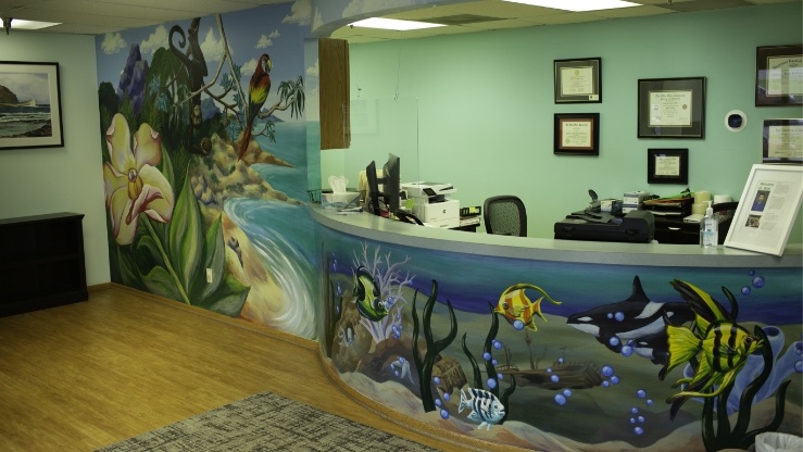 Kid friendly dental office reception desk