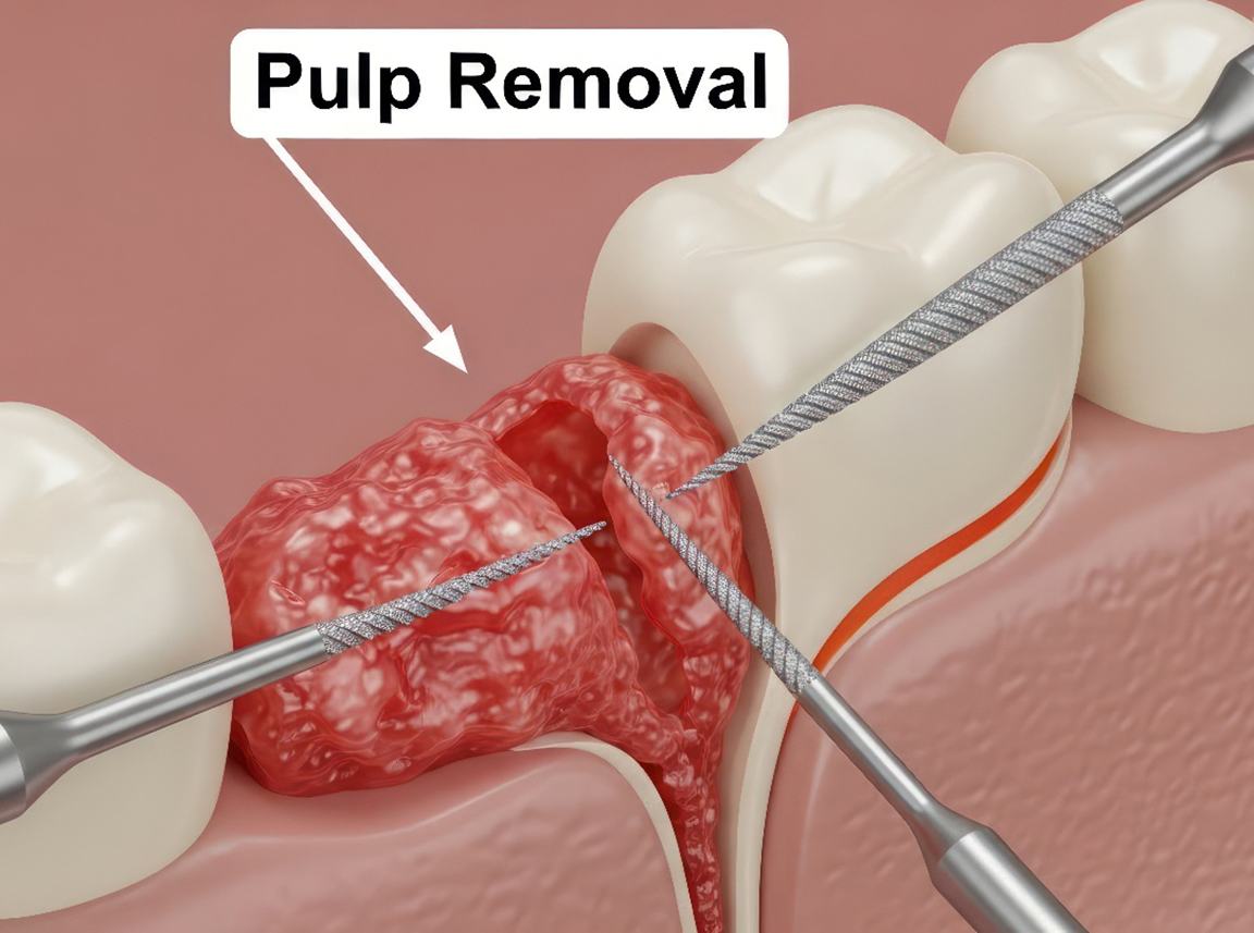 Digital image of pulp treatment