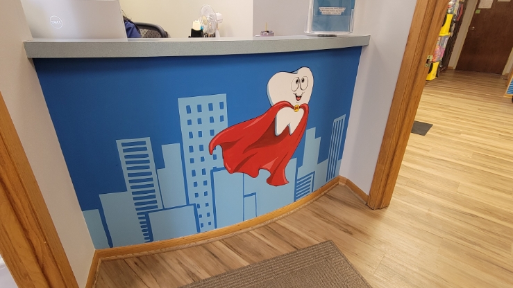 Kid friendly dental office reception desk